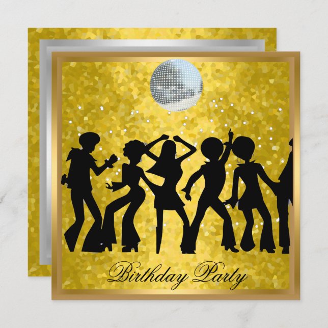 Invitation d'anniversaire de Disco 70 Retro (Devant / Derrière)