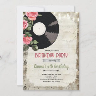 Invitation d'anniversaire de disque vinyle
