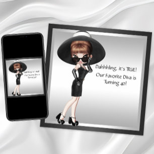 Invitation d'anniversaire de diva féminine noire a