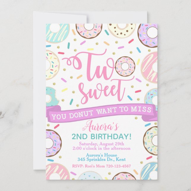Invitation d'anniversaire de Donut Deux soirées do (Devant)