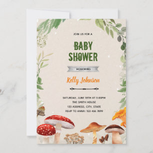 Invitation d'anniversaire de douche champignon