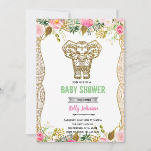 Invitation d'anniversaire de douche d'éléphant ind