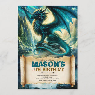 Invitation d'anniversaire de dragon de fantaisie