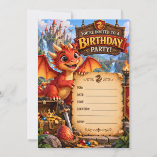Invitation d'anniversaire de dragon | Dragon de fa