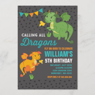 Invitation d'anniversaire de dragon Knights & Drag