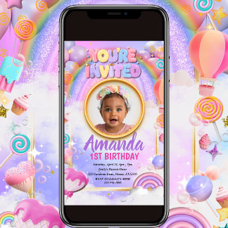 Invitation d'Anniversaire de enfant Arc-en-ciel co