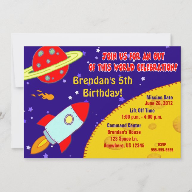 Invitation d'anniversaire de enfant de galaxie de (Devant)
