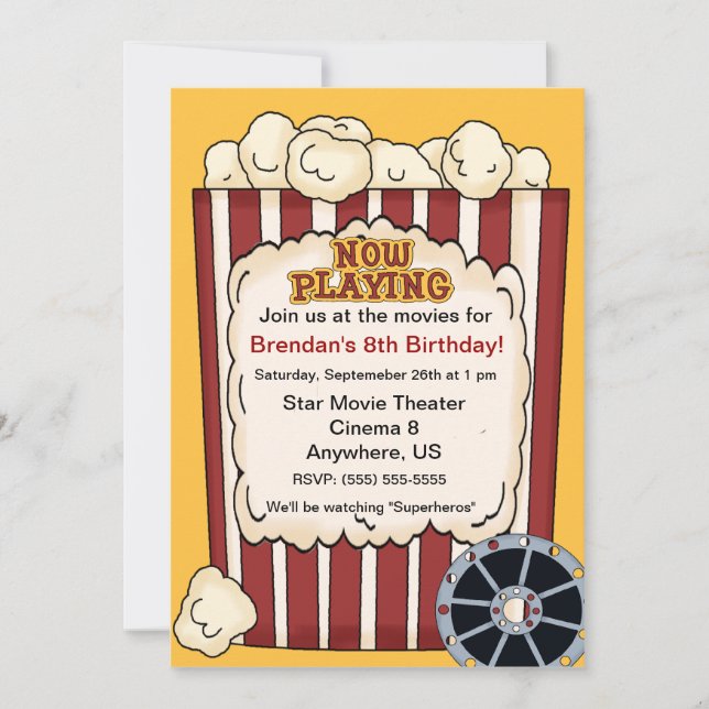 Invitation d'anniversaire de enfant de maïs éclaté (Devant)