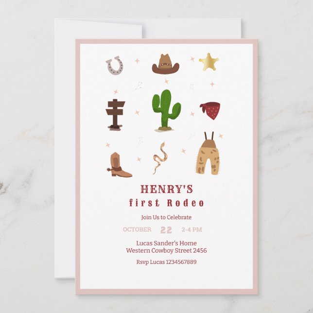 Invitation d'Anniversaire de enfant de premier rod (Devant)