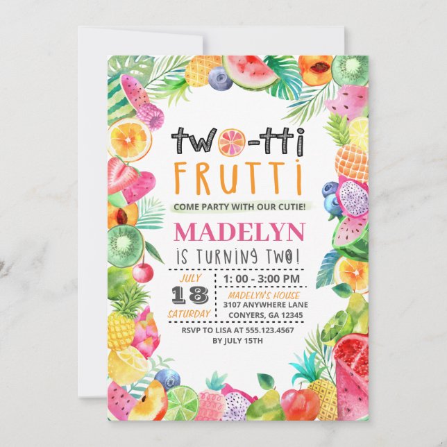 Invitation d'anniversaire de enfant de Twotti (Devant)
