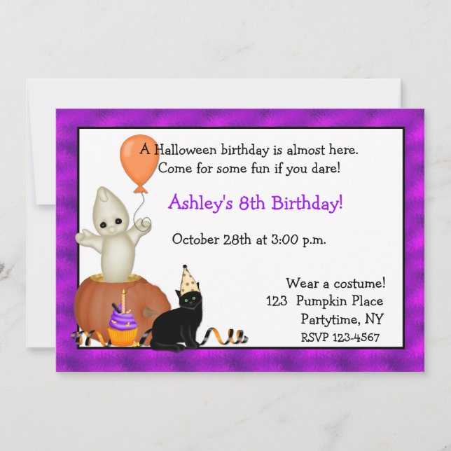 Invitation d'anniversaire de fantôme de Halloween (Devant)