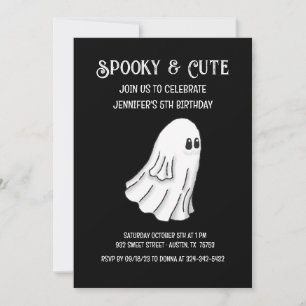 Invitation d'anniversaire de fantôme mignon et eff