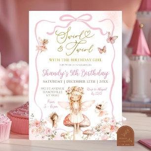 Invitation d'anniversaire de fée avec tourbillons