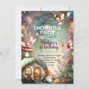 Invitation d'anniversaire de fée de la forêt et de