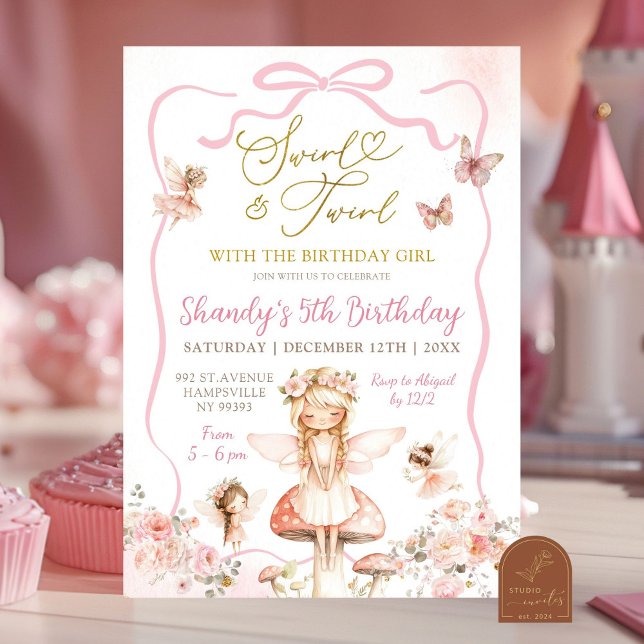 Invitation d'anniversaire de Fée de Swirl et Twirl (Créateur téléchargé)