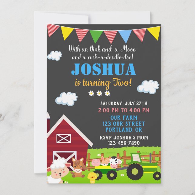 Invitation d'anniversaire de ferme Barnyard (Devant)