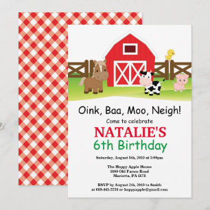 Invitation d'anniversaire de ferme Barnyard Party