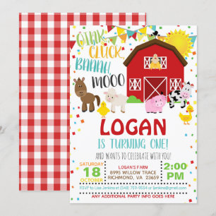 Invitation d'anniversaire de ferme - Blanc