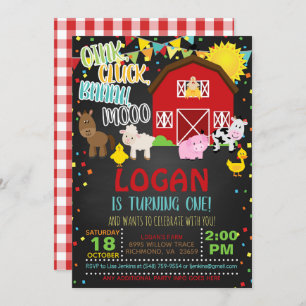 Invitation d'anniversaire de ferme - Blk