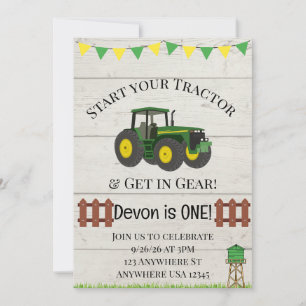 Invitation d'anniversaire de ferme de tracteur pou