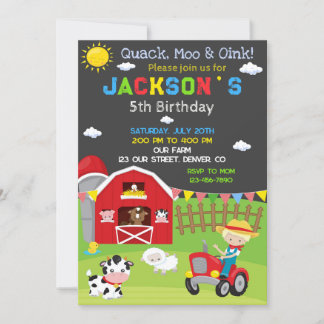 Invitation d'anniversaire de ferme invitation de f