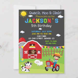 Invitation d'anniversaire de ferme invitation de f