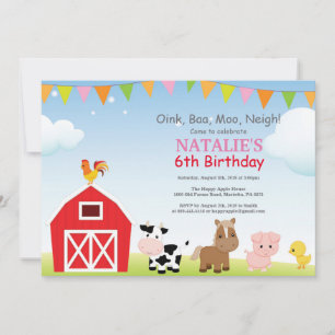Invitation d'anniversaire de ferme Pays Barnyard P