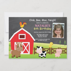 Invitation d'anniversaire de ferme Pays Barnyard P