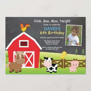 Invitation d'anniversaire de ferme Pays Barnyard P