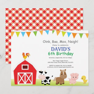 Invitation d'anniversaire de ferme Pays Barnyard P