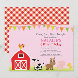 Invitation d'anniversaire de ferme Pays Barnyard P