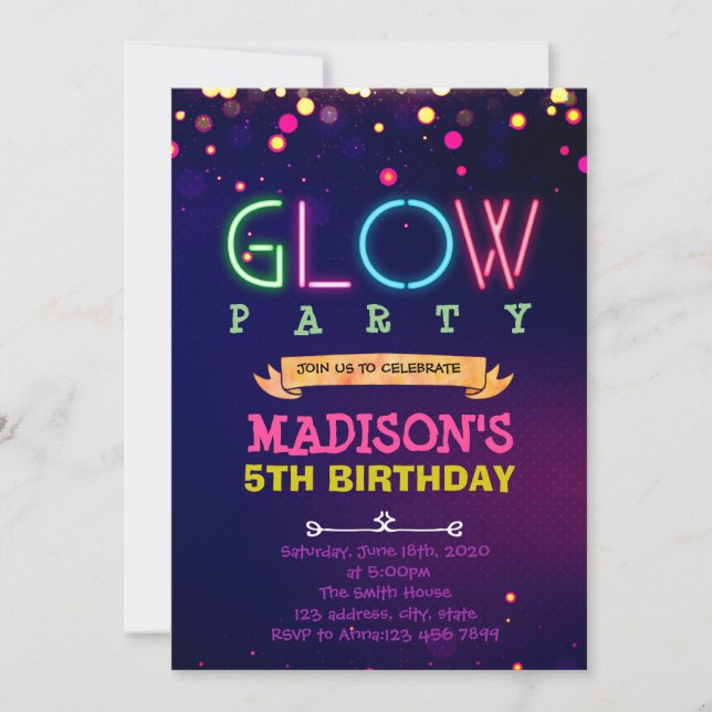 Invitation d'anniversaire de fête (Devant)