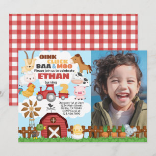 Invitation d'anniversaire de fête à la ferme