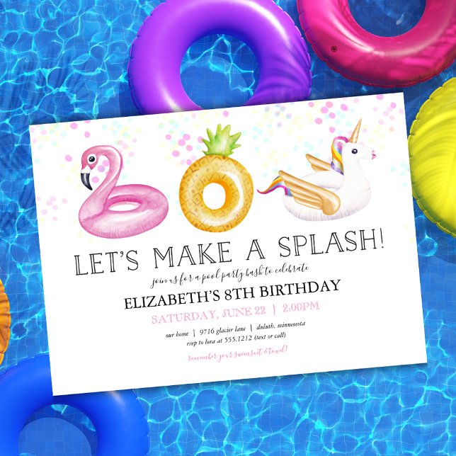 Invitation d'anniversaire de fête à la piscine ave (Créateur téléchargé)