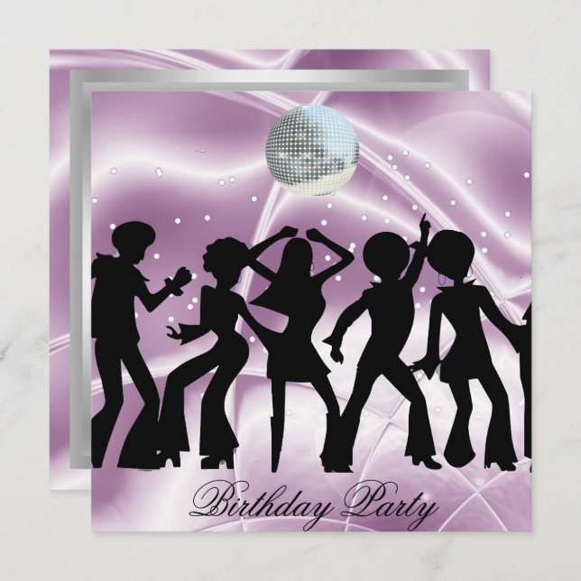 Invitation d'anniversaire de fête de danse Disco (Devant / Derrière)