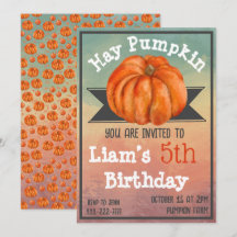 Invitation d'anniversaire de fête de Hay Pumpkin a
