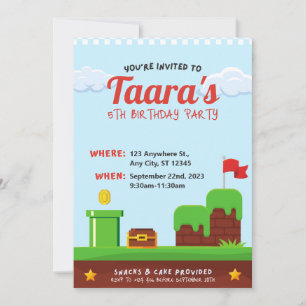 Invitation d'anniversaire de fête de jeu vidéo pou