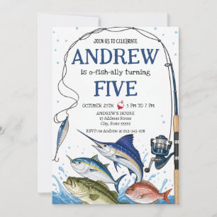 Invitation d'anniversaire de fête de pêche personn