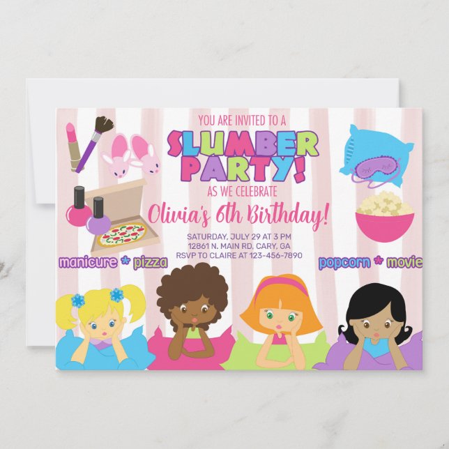 Invitation d'anniversaire de fête de sommeil de fi (Devant)