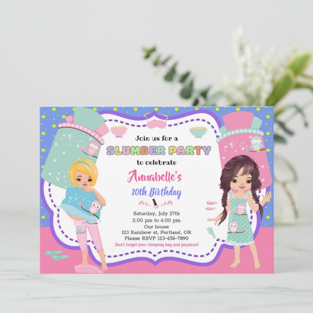 Invitation d'anniversaire de fête de Stwood Sleepo (Debout devant)