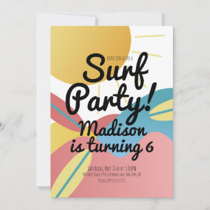 Invitation d'anniversaire de fête de surf de plage