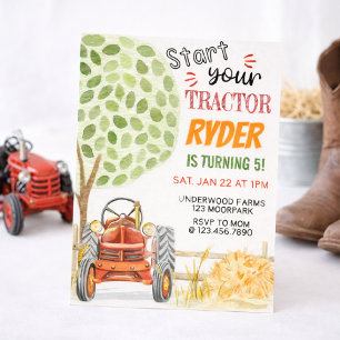 Invitation d'anniversaire de fête de tracteur agri