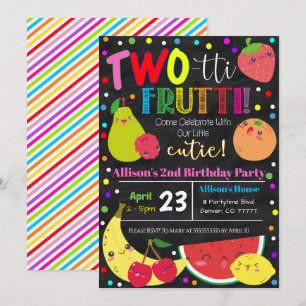 Invitation d'anniversaire de fête des fruits à deu
