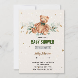 Invitation d'anniversaire de fête prénatale ours v