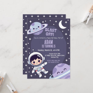 Invitation d'anniversaire de fête spatiale Astro