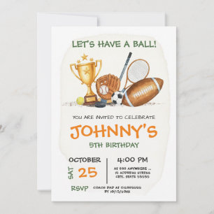 Invitation d'anniversaire de fête sportive All Sta