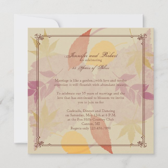 Invitation d'anniversaire de feuilles d'automne ru (Devant)