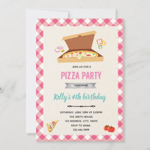 Invitation d'anniversaire de fille à pizza