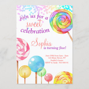 Invitation d'anniversaire de fille Candy Sweet Cel