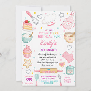 Invitation d'anniversaire de fille chef moderne pe